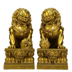 Brass Foo Dogs Statues Pair, Chinese Guardian Lions Figurines, Feng Shui Decor for Home Office, Protection Prosperity Wealth Symbol, Brass Tabletop Sculpture,9.8" H x 11" L x 5.9" W 19.4lb