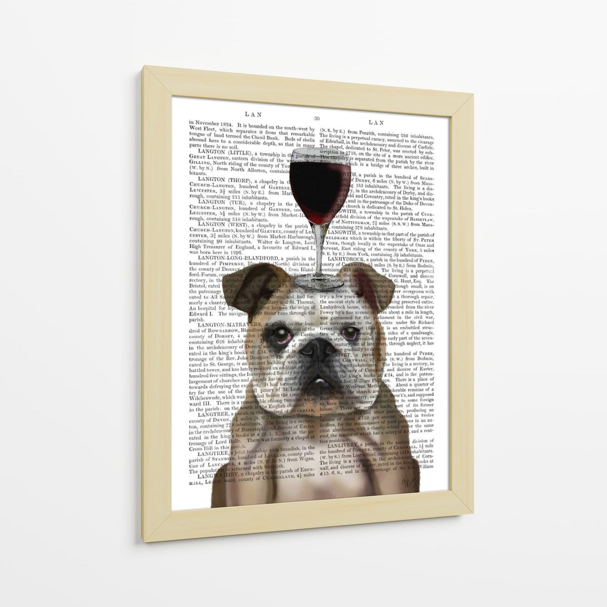 Canvas Lab | Dog Au Vin, English Bulldog by Fab Funky | 30 x 40 in | Canvas Print Wall Art | Animals, Dogs, Nature, Whimsical | Wall Decor for Bedroom, Living Room or Office