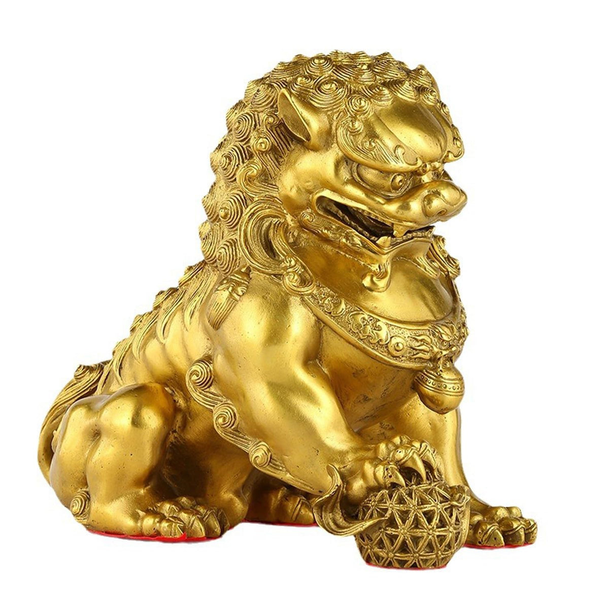 Brass Foo Dogs Statues Pair, Chinese Guardian Lions Figurines, Feng Shui Decor for Home Office, Protection Prosperity Wealth Symbol, Brass Tabletop Sculpture,9.8" H x 11" L x 5.9" W 19.4lb