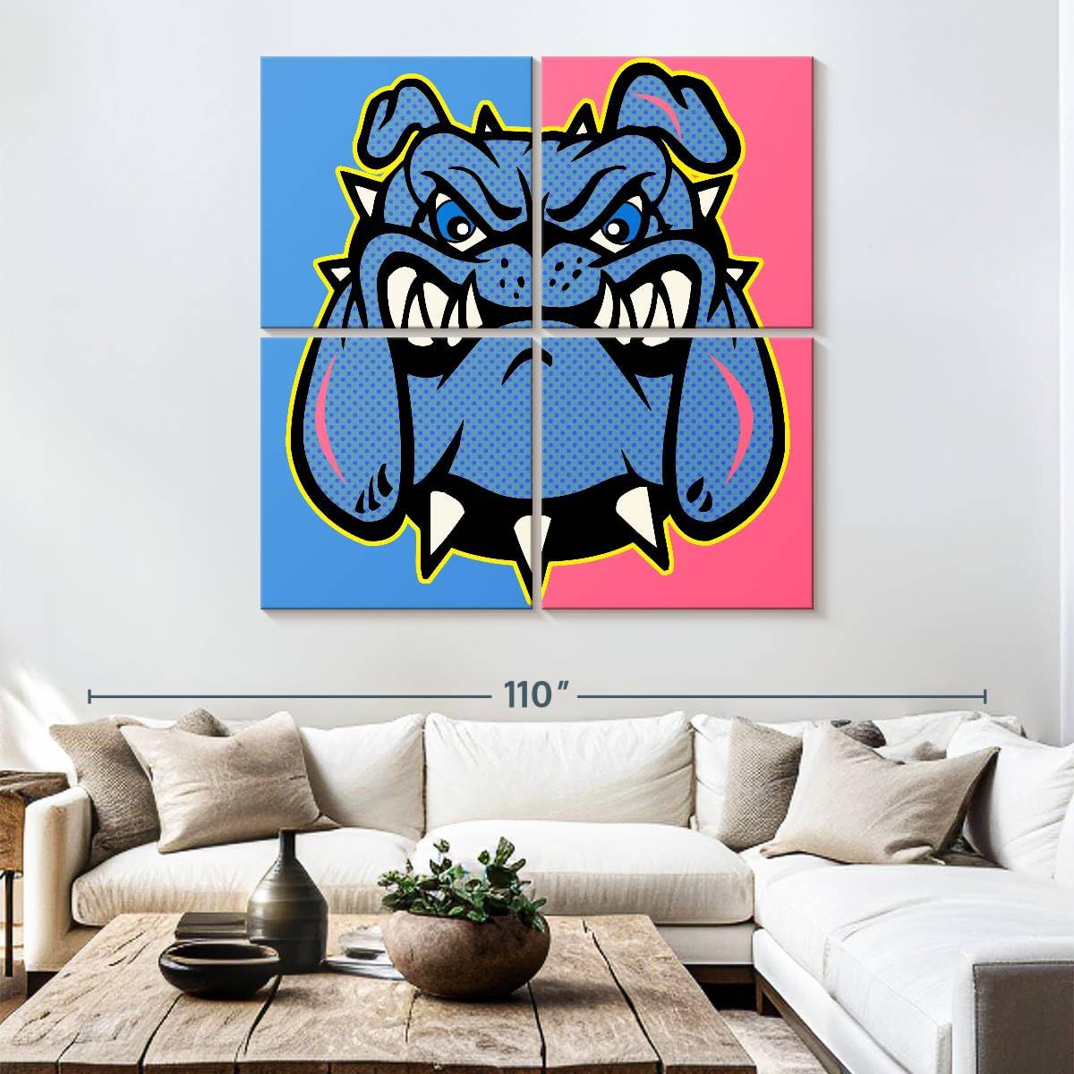 ElephantStock Bulldog II 4-Piece Canvas Wall Art 74"x74"