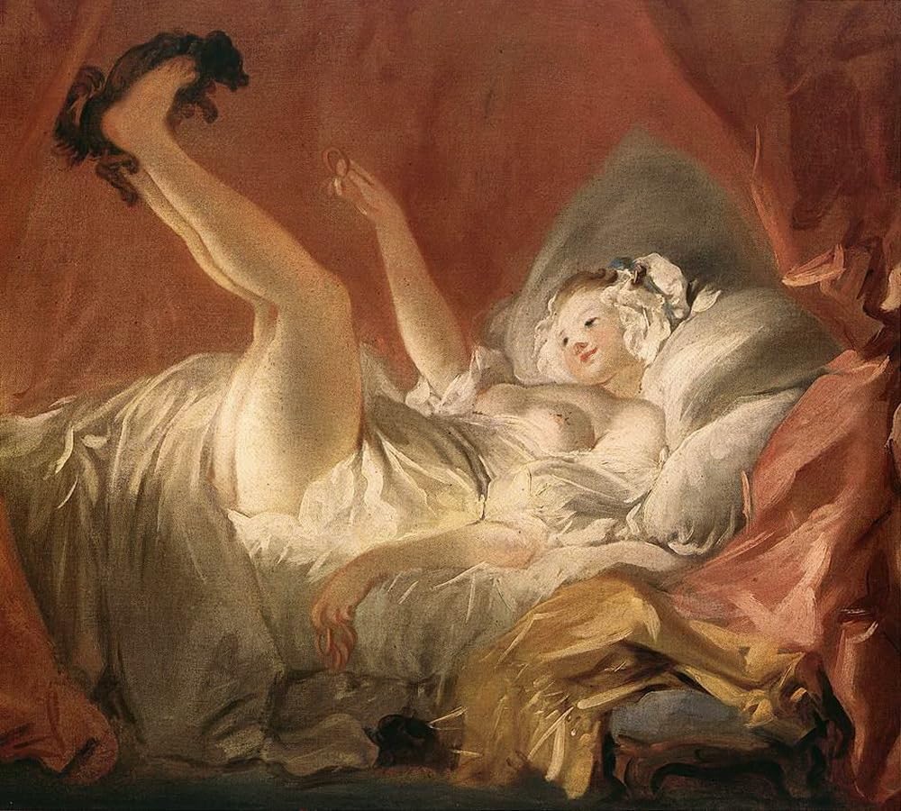 Toperfect Oil Painting Handmade $50-$2000 by College Teachers - 12 Fragonard Paintings - Young Woman Playing with a Dog hedonism Jean-Honore Fragonard - Famous Paintings on Canvas -Size4
