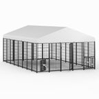 LOVMOR 16' x 10' Outdoor Dog Kennel with Roof for Large Dogs