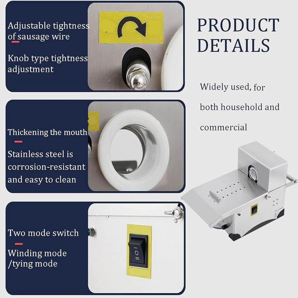 Commercial Hot Dog Binding Machine, Sausage Knot Machine, Binding Mode/Winding Mode, Portable Stainless Steel Kitchen Processor Tools For Kitchen Cooking, Dining - With Foot Pedal