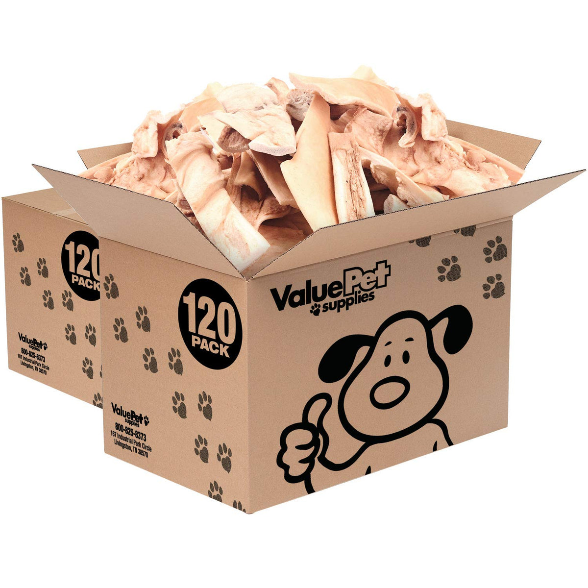 ValueBull Beef Cheek Slice Dog Chews, Thick 4-6 Inch, 240 Count