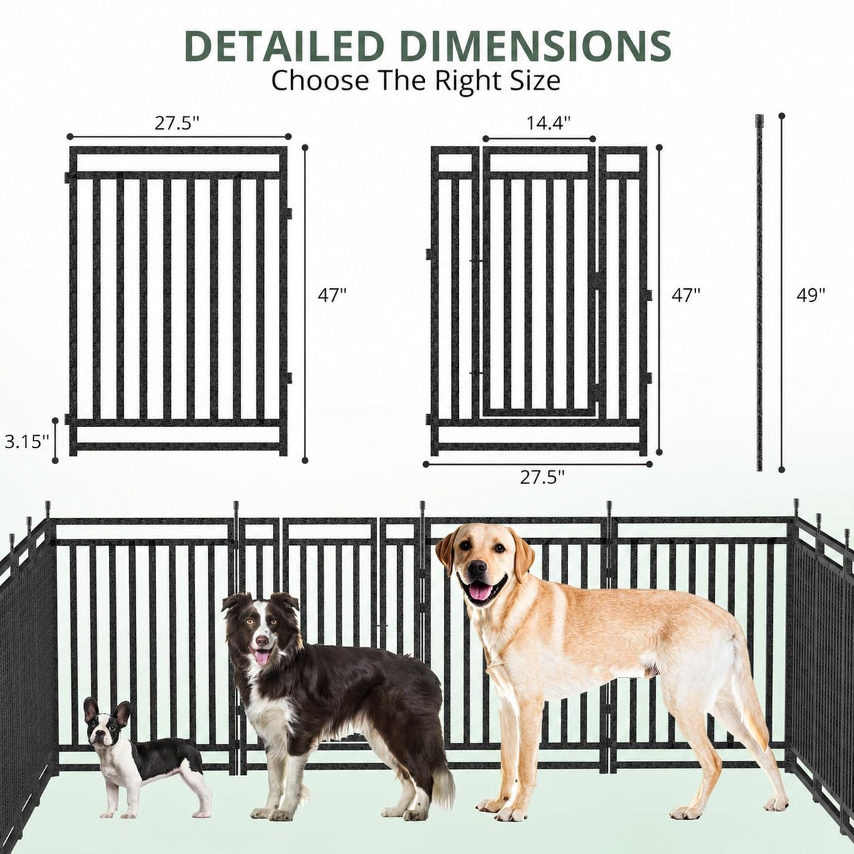 47" H 48-Panel Metal Dog Playpen for Yard & RV, Black Silver