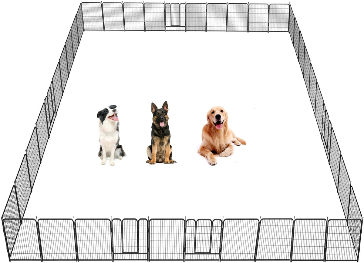 Dog Playpen,32/40/45 Inch Height in Heavy Duty, Folding Indoor Outdoor Anti-Rust Dog Exercise Fence, Portable Pet Playpen with Door for Large Medium Small Dogs and Pet (40 Panels, 45 Inch) Silver