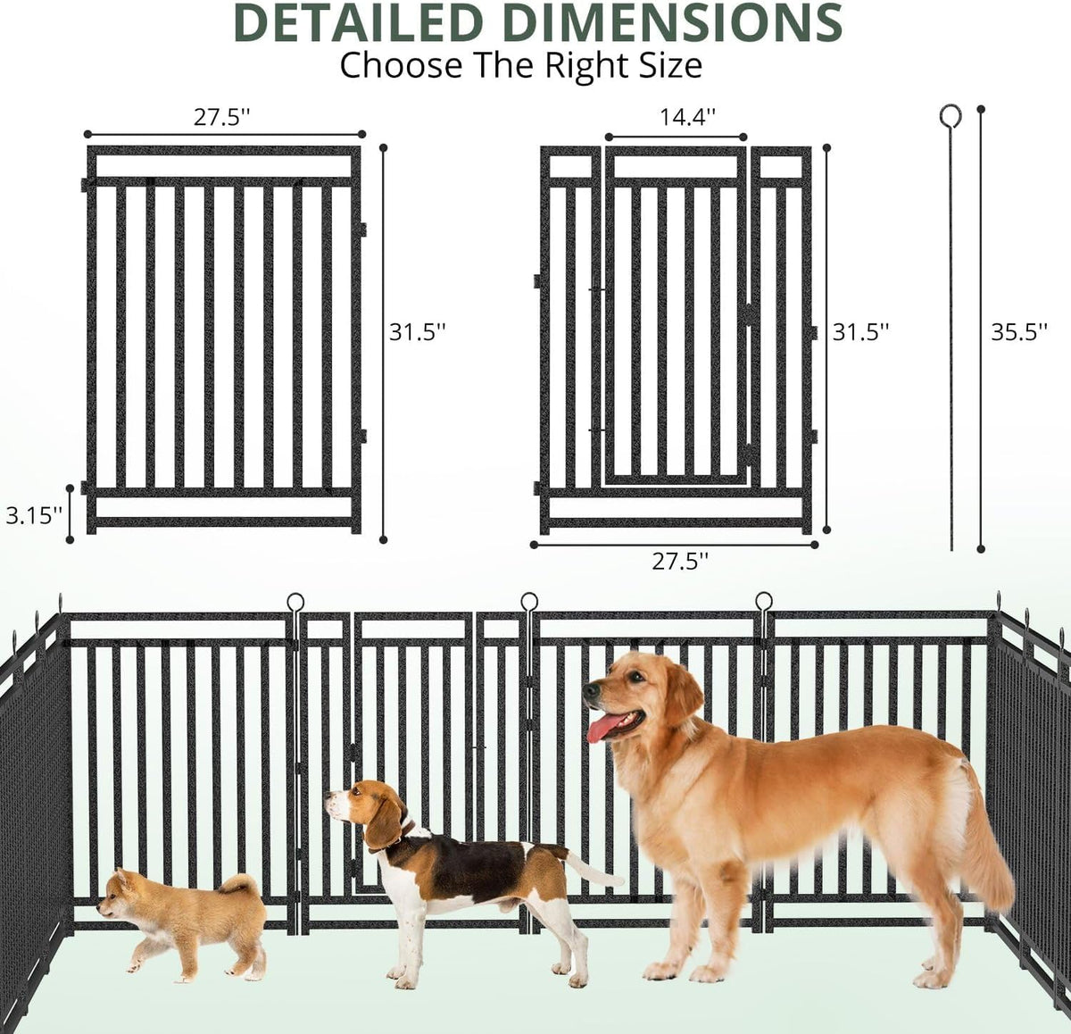 Thickened Outdoor Dog Fence, 47" H, 48 Panels for Yard & Camping