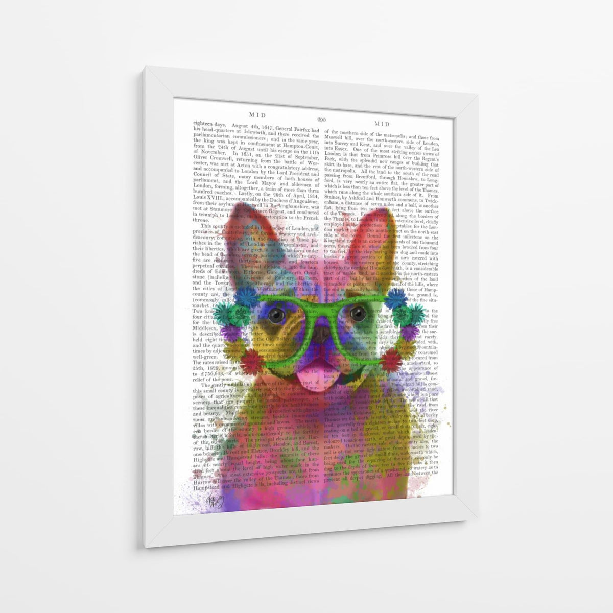 Canvas Lab | Rainbow Splash French Bulldog, Portrait by Fab Funky | 30 x 40 in | Canvas Print Wall Art | Animals, Dogs, Nature, Whimsical | Wall Decor for Bedroom, Living Room or Office