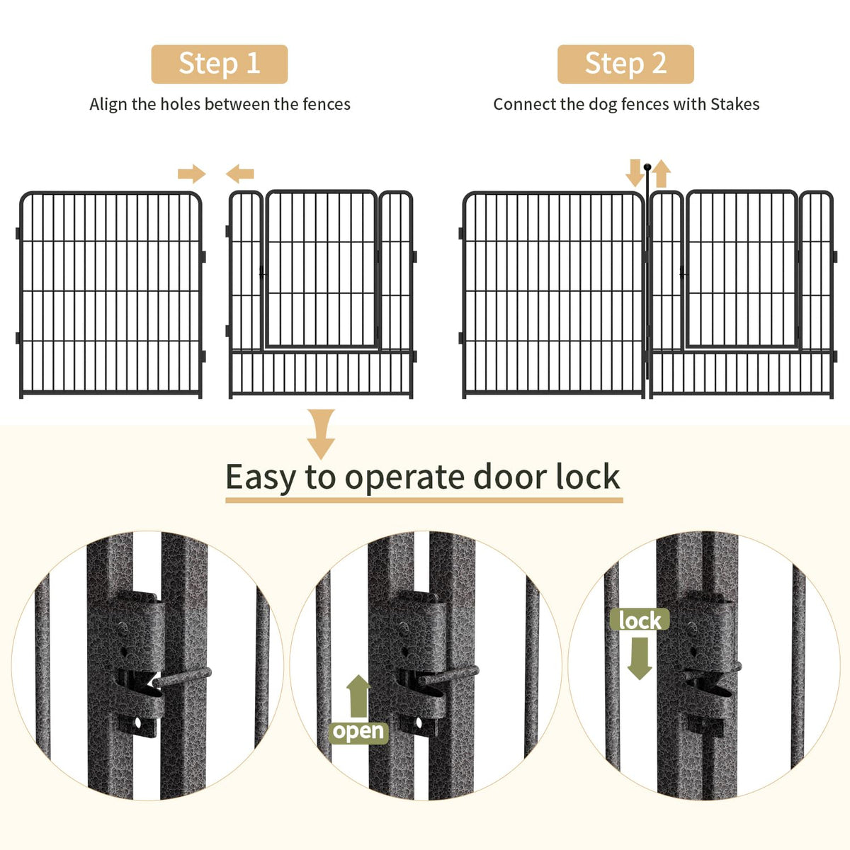 Dog Playpen,32/40/45 Inch Height in Heavy Duty, Folding Indoor Outdoor Anti-Rust Dog Exercise Fence, Portable Pet Playpen with Door for Large Medium Small Dogs and Pet (40 Panels, 45 Inch) Silver
