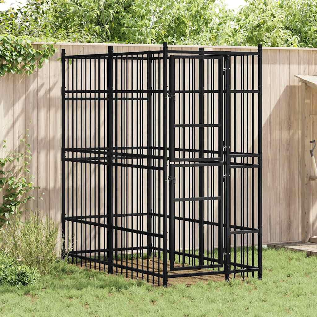 Dog Kennel, Outdoor Exercise Pen for Puppy, Powder-Coated Steel