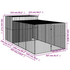 Dog House with Run 84.3x179.9x71.3 Inch Large Outdoor Galvanized Steel Kennel for Pets, Exercise Playpen with Secure Roof and Door