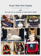 Breathable Dog Pet Stroller for Cat Dog and More Foldable Carrier Cart Dog Strollers for Small Dogs Clearance Lightweight Dog Stroller for 2 Dogs Cats (Red)