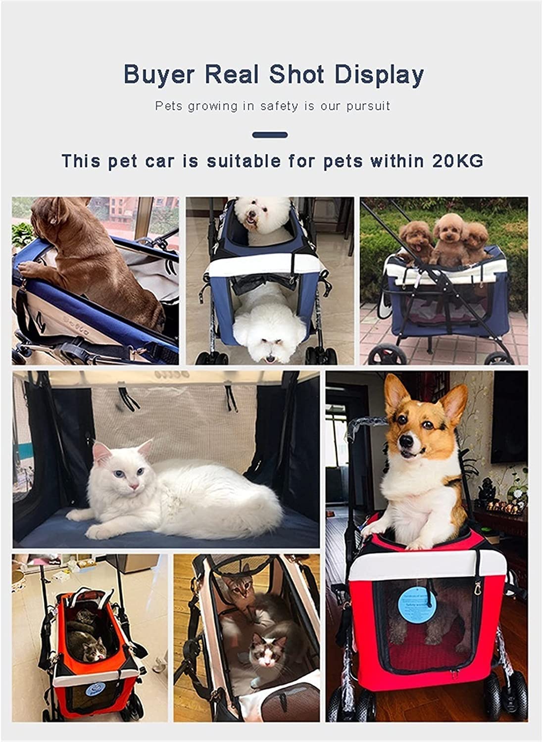 Breathable Dog Pet Stroller for Cat Dog and More Foldable Carrier Cart Dog Strollers for Small Dogs Clearance Lightweight Dog Stroller for 2 Dogs Cats (Red)