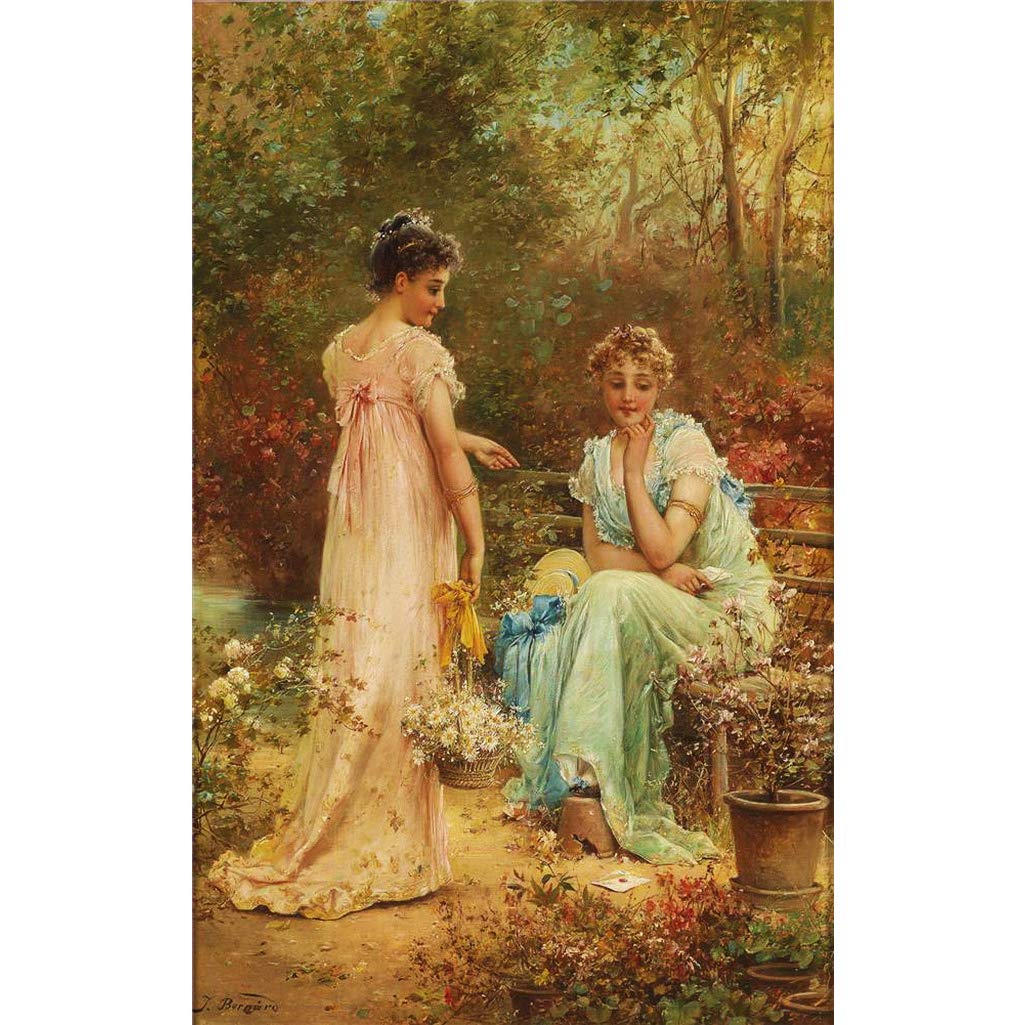 Toperfect Oil Painting Handmade $50-$2000 by College Teachers - 27 Zatzka Wall Art - Obedience Hans Zatzka girls and puppy dog rural - Famous Painting on Canvas -Size2