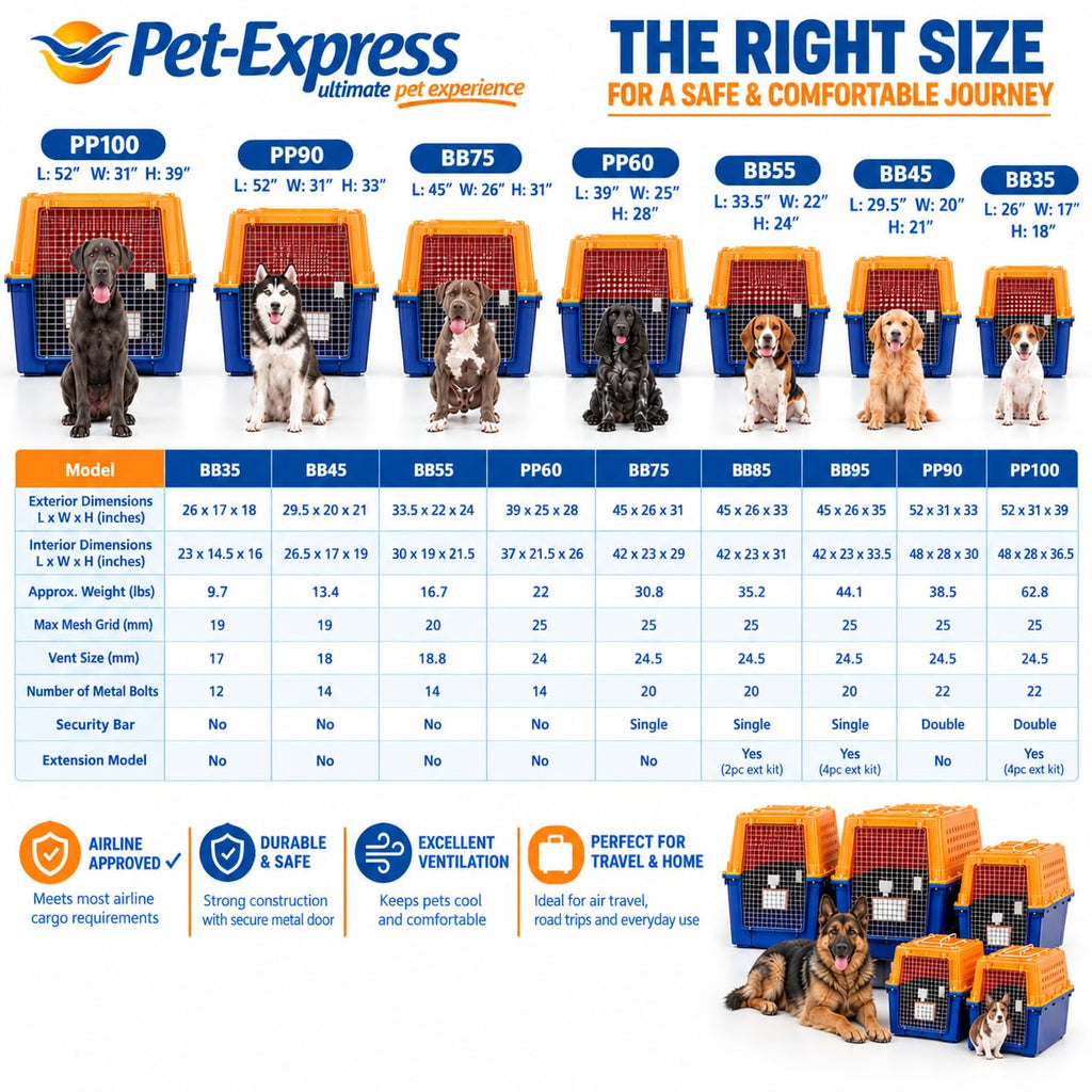 Pet Crate - Durable, Heavy Duty Dog Cat Kennel, Airline Approved Pet Carrier, Pet Palace Dog Kennel, Travel Dog and Cat Crate for Large Dogs Indoor or Outdoor, 7 Sizes