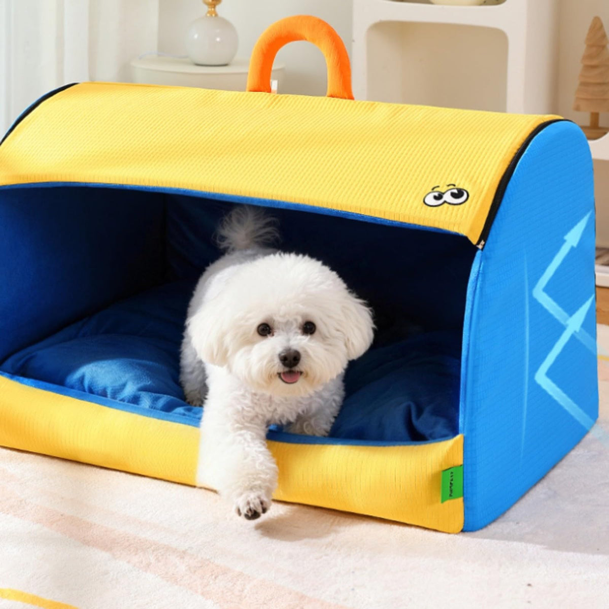 Industrial Nest Covered Dog Bed with Removable Soft Cushion and Portable Handle for Sleeping Suitable for Gift Giving Home Decoration