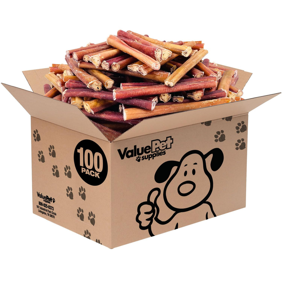 ValueBull Bully Sticks for Dogs, Thick 6 Inch, 100 Count Bulk Pack - All Natural, Grass Fed, Single Ingredient, Long Lasting Dog Treats