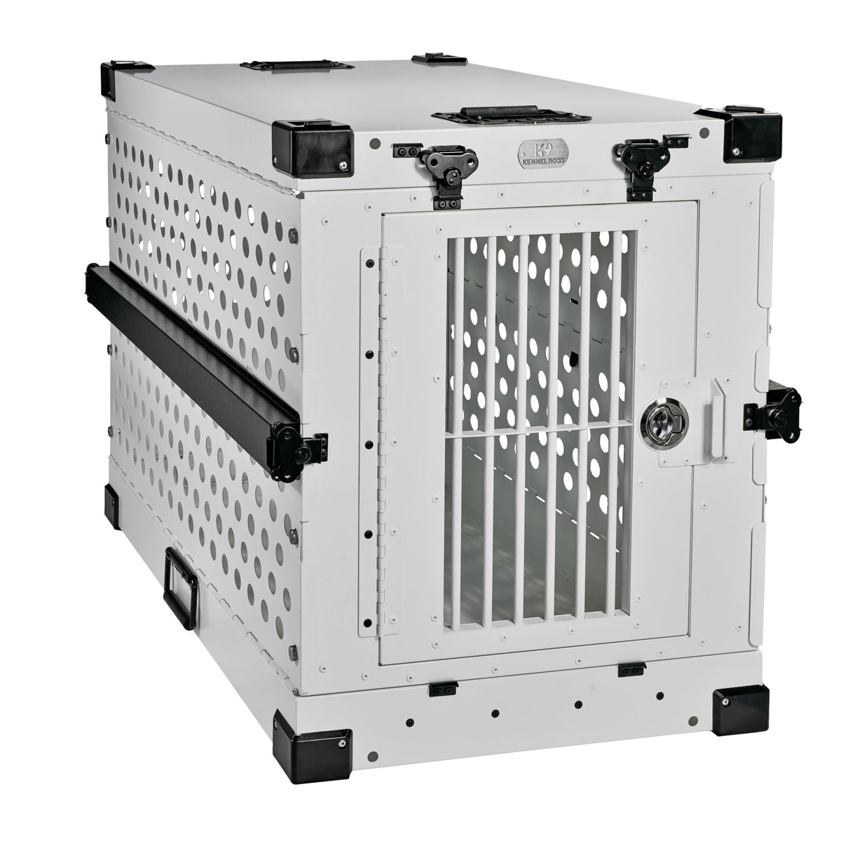 K9 Kennel Boss - Heavy Duty Fully Collapsible Powder-Coated Aluminum Dog Crate - Medium (Gray)