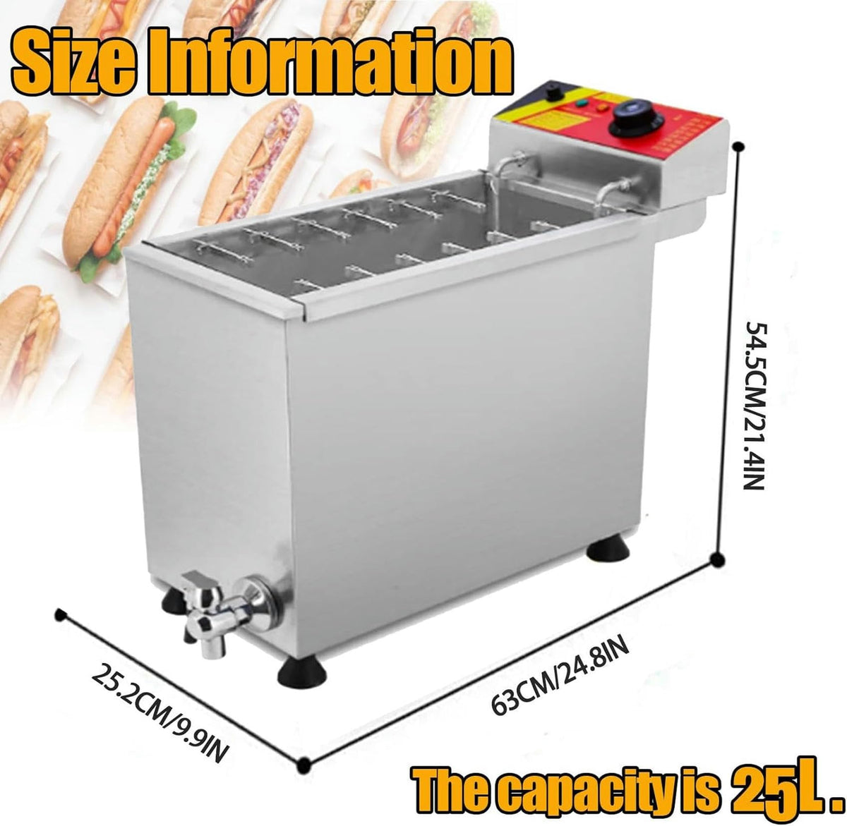 Professional Commercial Fryer Mazorca Corn, 3000 W Cheese Hot Dogs, 50-200 ℃ Adjustable Temperature, Electric Fryer for Restaurants, Stores, Homes, Etc.