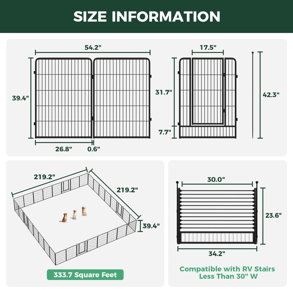 FXW Instant Dog Playpen with RV Step Grid for RV Camping, 40"H, 32 Panels