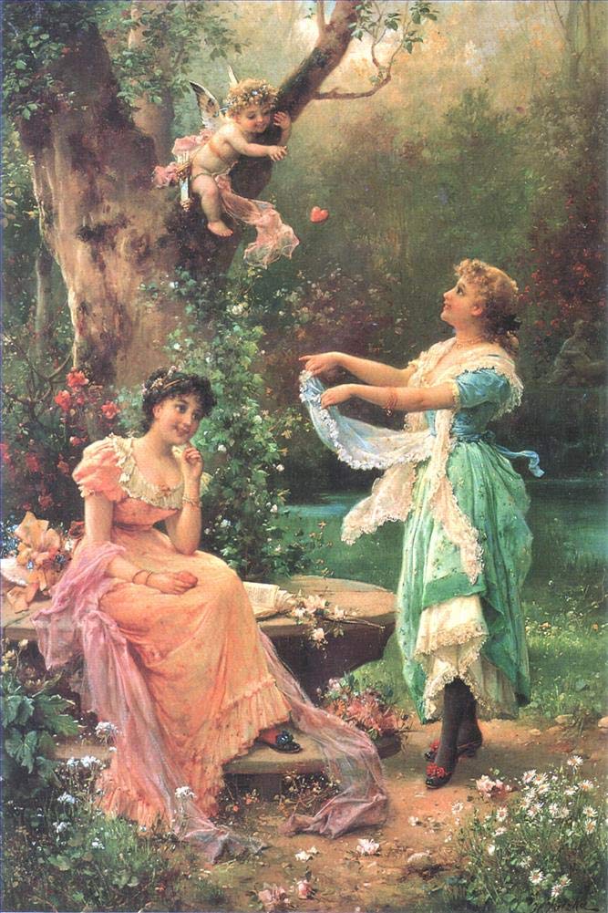 Toperfect Oil Painting Handmade $50-$2000 by College Teachers - 27 Zatzka Wall Art - Obedience Hans Zatzka girls and puppy dog rural - Famous Painting on Canvas -Size2