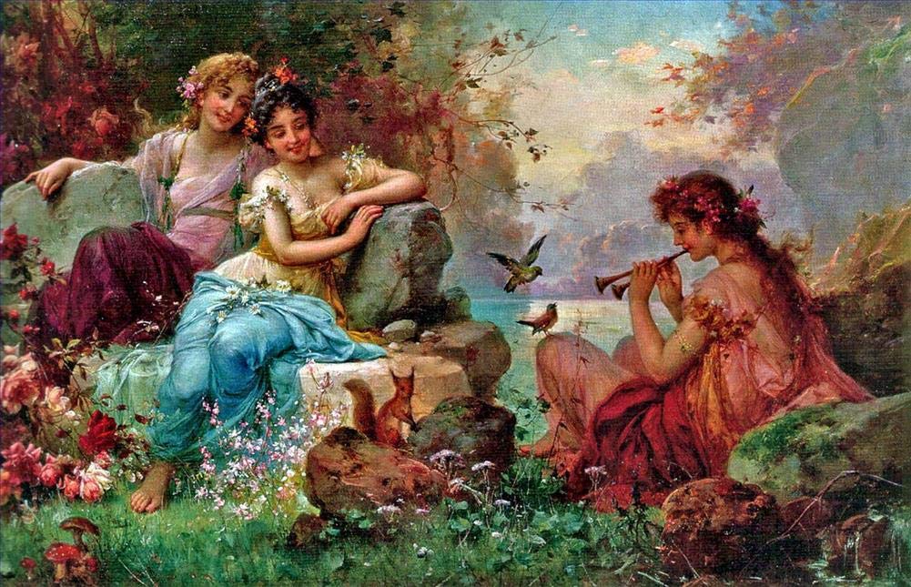 Toperfect Oil Painting Handmade $50-$2000 by College Teachers - 27 Zatzka Wall Art - Obedience Hans Zatzka girls and puppy dog rural - Famous Painting on Canvas -Size2