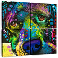 ElephantStock - Colorful Corgi Wall Art - Square Multi Panel Canvas - 4 Piece Living Room Wall Decor - Mixed Media Dog Multi Piece Wall Art - Purple And Orange Decor by Dean Russo - 74" x 74"