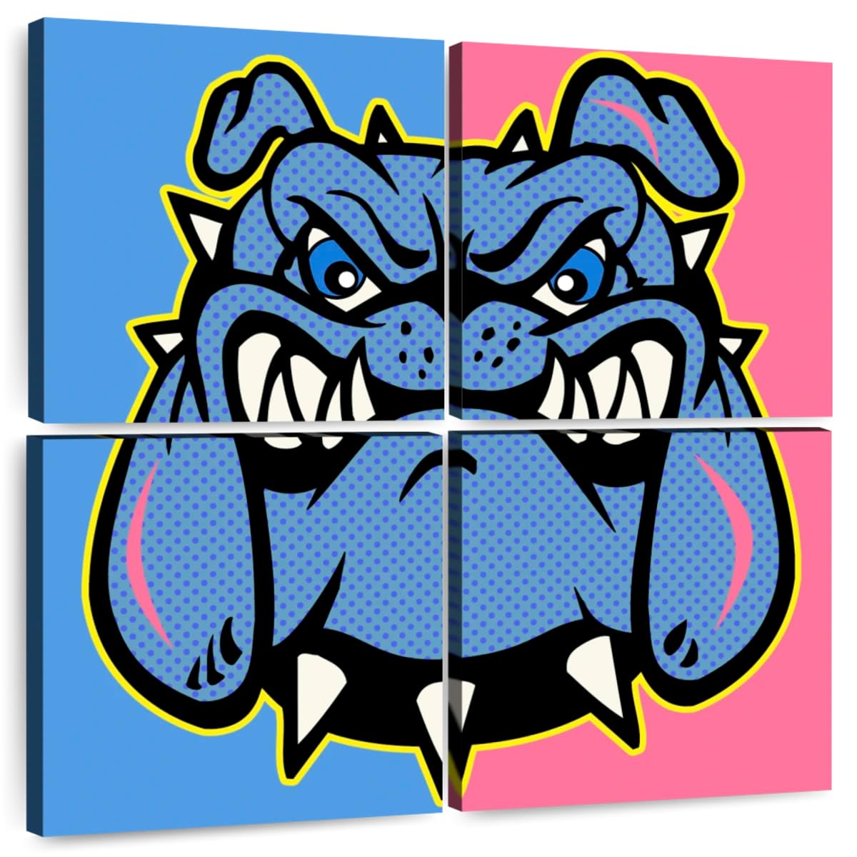 ElephantStock Bulldog II 4-Piece Canvas Wall Art 74"x74"