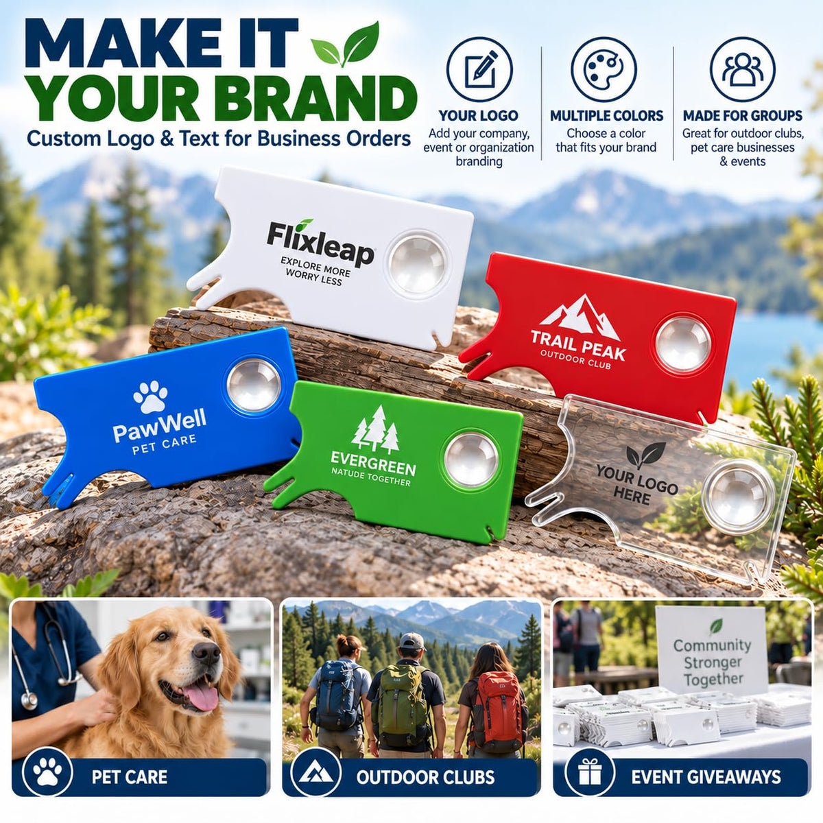 Custom Tick Remover Card with Magnifier for Dogs Bulk Tool (500)