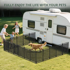 47" H 48-Panel Metal Dog Playpen for Yard & RV, Black Silver