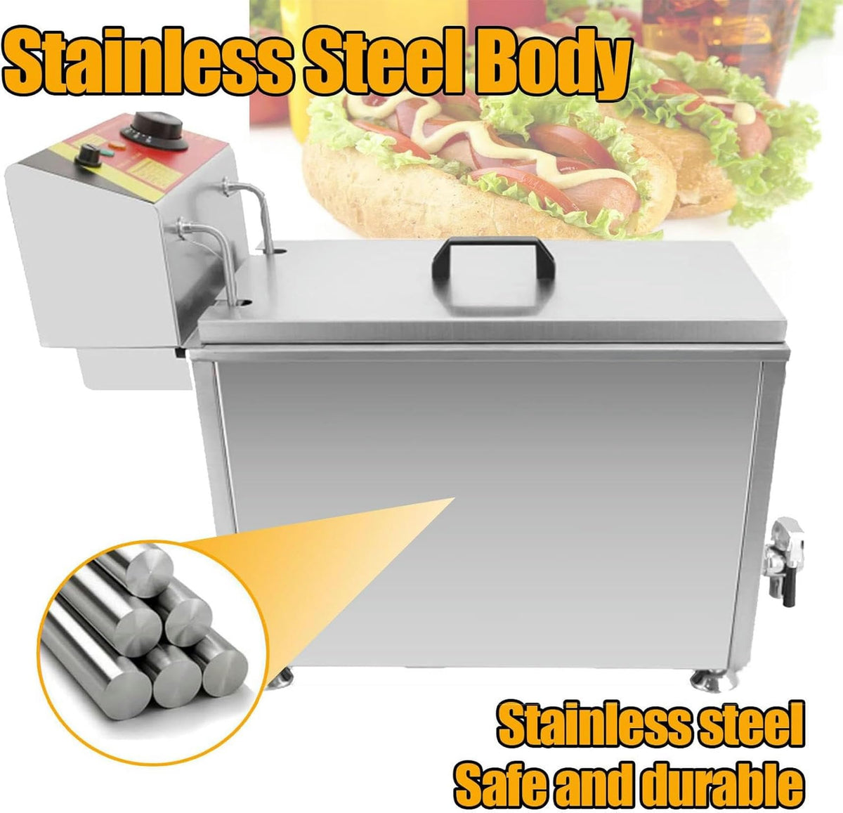 Professional Commercial Fryer Mazorca Corn, 25L Table Electric Fryer, 12 -Piece Sausage Frying Equipment, Adjustable Temperature, Corn Dog Fryer ~/