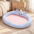 Elephant-Themed Pet Bed Supportive Cushioned Pet Bed with Recessed Sleeping Area Soft-Sided Cats, Dogs, L