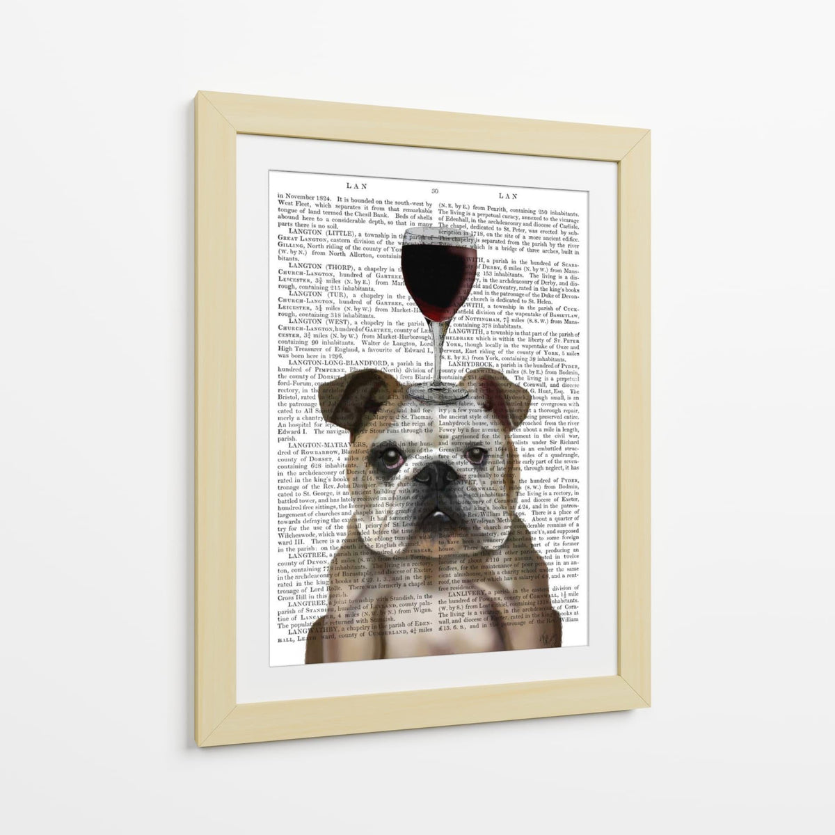 Canvas Lab | Dog Au Vin, English Bulldog by Fab Funky | 30 x 40 in | Canvas Print Wall Art | Animals, Dogs, Nature, Whimsical | Wall Decor for Bedroom, Living Room or Office
