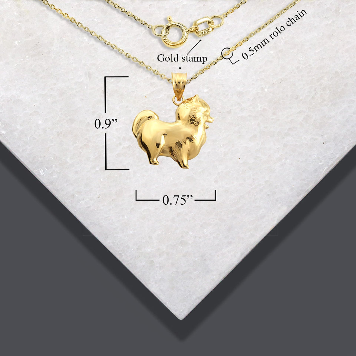 Pomeranian PomChi Chihuahua Pet Dog pendant With Chain 14K Gold