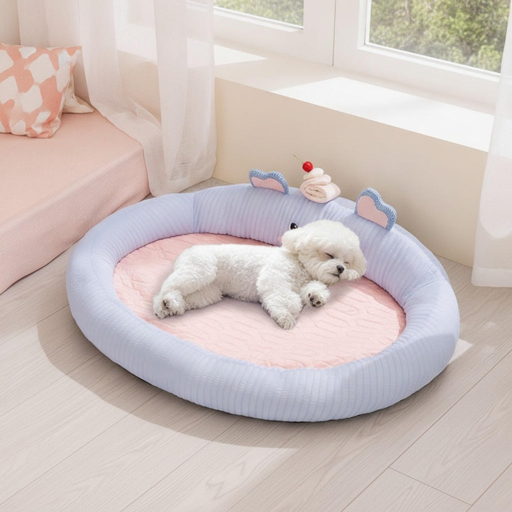 Elephant-Themed Pet Bed Supportive Cushioned Pet Bed with Recessed Sleeping Area Soft-Sided Cats, Dogs, L