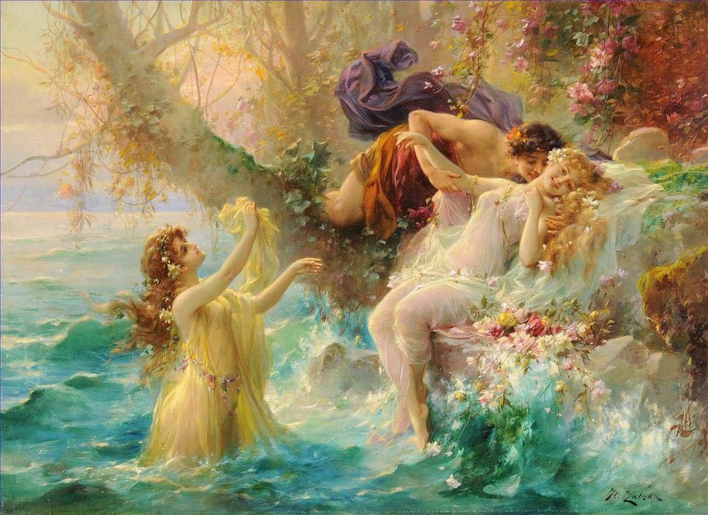 Toperfect Oil Painting Handmade $50-$2000 by College Teachers - 27 Zatzka Wall Art - Obedience Hans Zatzka girls and puppy dog rural - Famous Painting on Canvas -Size2