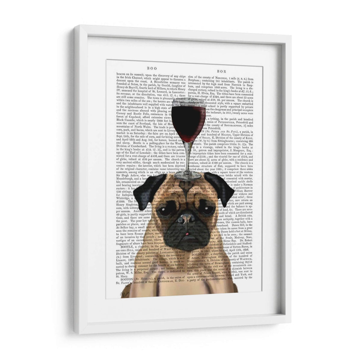 Canvas Lab | Dog Au Vin, Pug by Fab Funky | 30 x 40 in | Canvas Print Wall Art | Animals, Dogs, Nature, Whimsical | Wall Decor for Bedroom, Living Room or Office