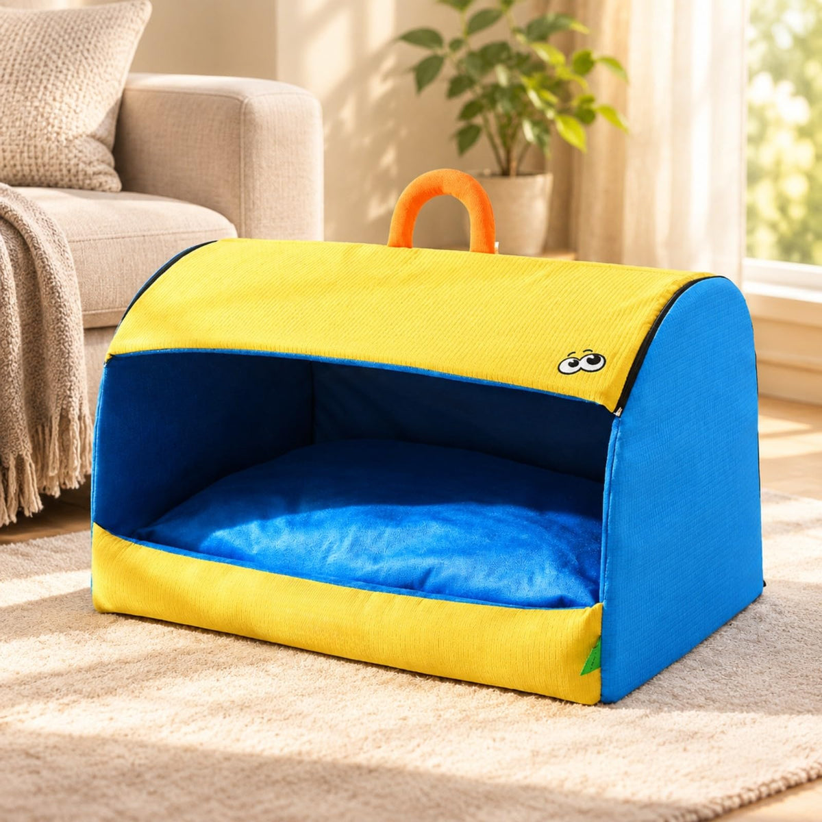 Industrial Nest Covered Dog Bed with Removable Soft Cushion and Portable Handle for Sleeping Suitable for Gift Giving Home Decoration