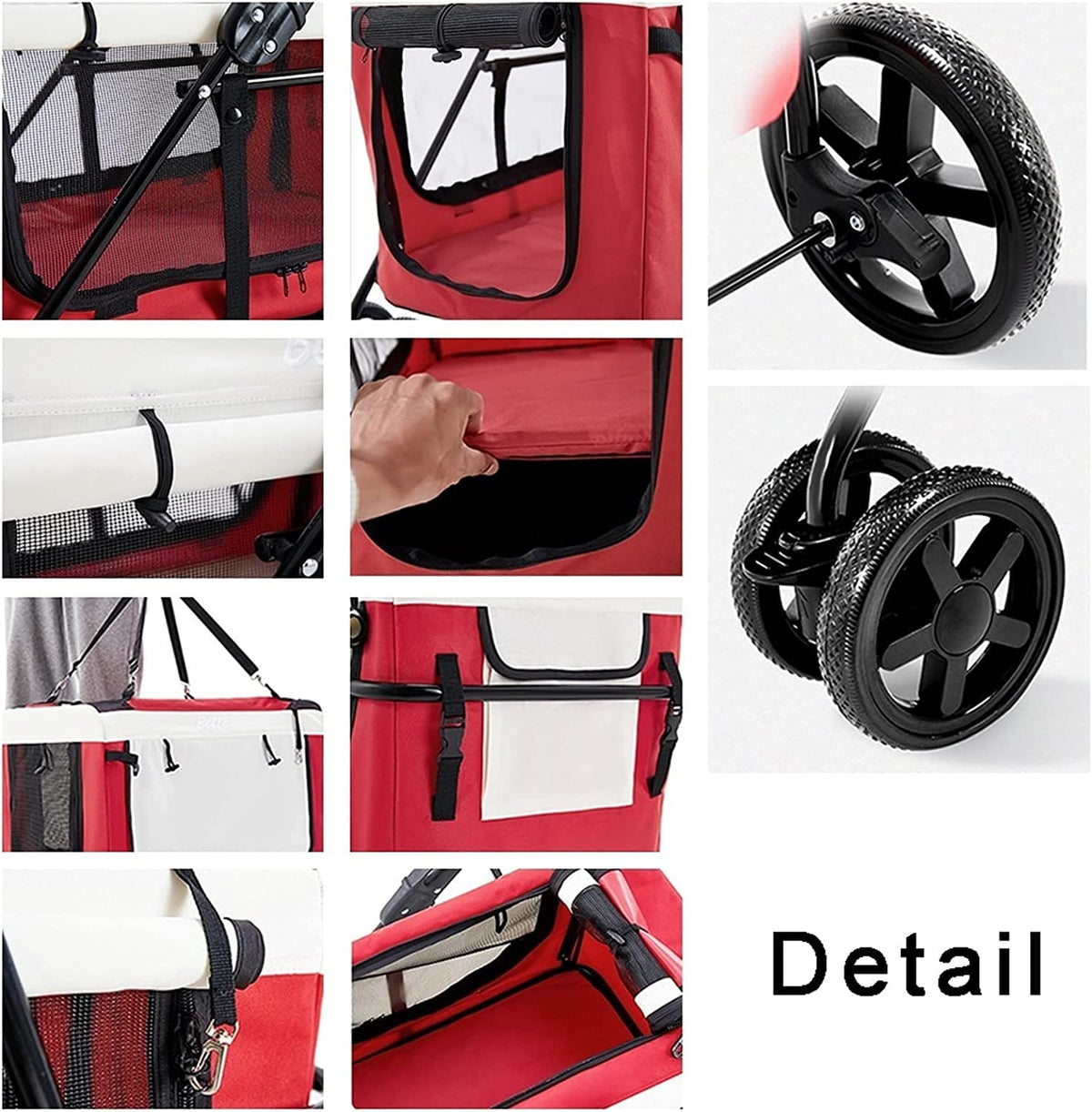 Breathable Dog Pet Stroller for Cat Dog and More Foldable Carrier Cart Dog Strollers for Small Dogs Clearance Lightweight Dog Stroller for 2 Dogs Cats (Red)