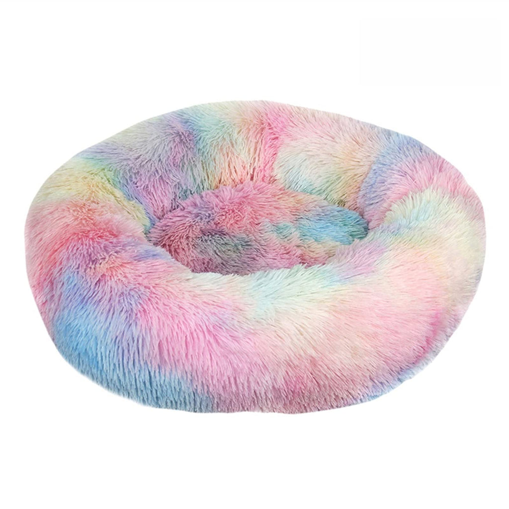 Long Plush Round Dog Cushion Pet Bed For Samll House Washable Bed Winter Warm Sleeping Puppy Soft Bed (A S)