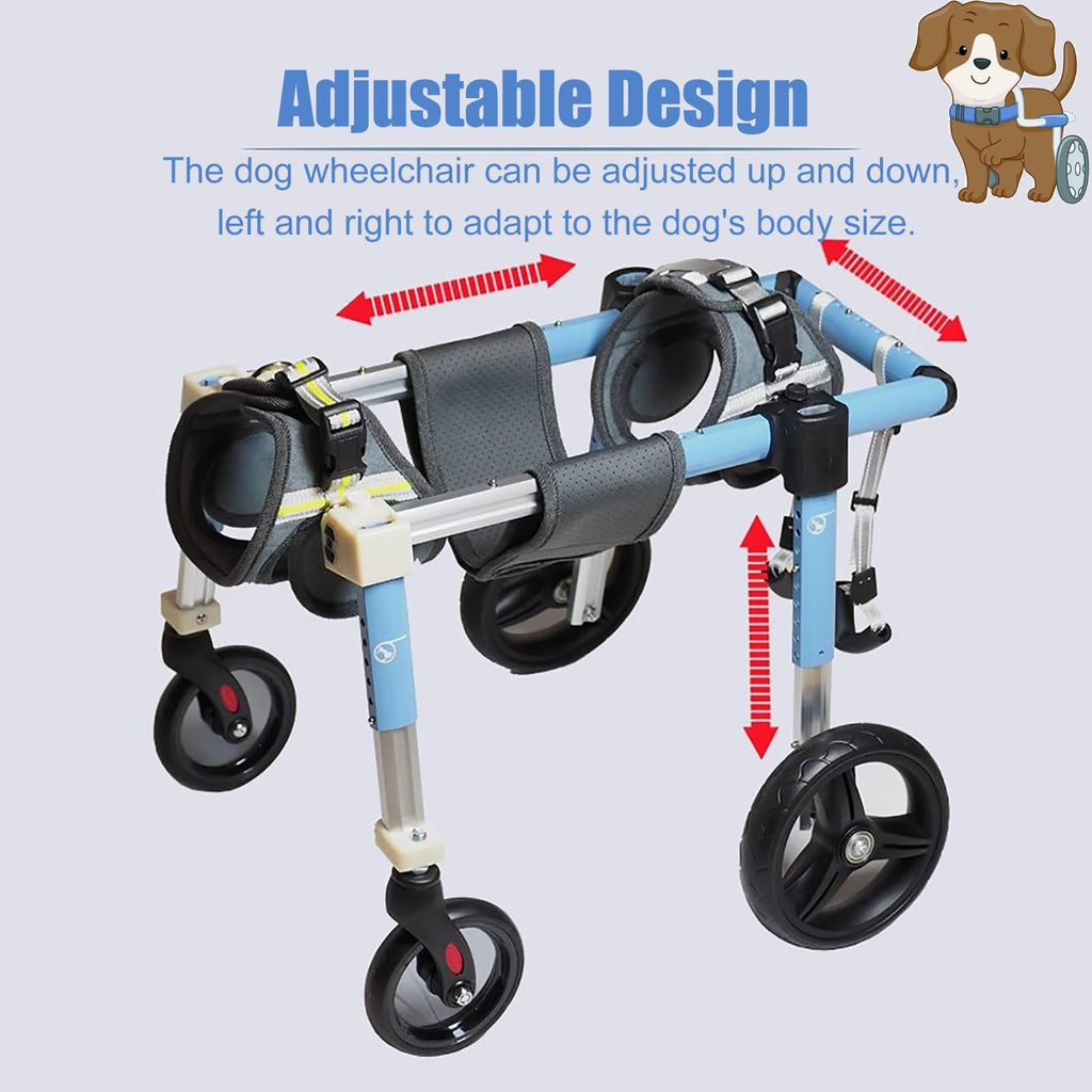 Doberman Pet Mobility Wheelchair Adjustable, 2/4 Wheel Dog Leg Brace for Paralysis Arthritis, All Terrain Doggy Walk Mobility Support Tool(Blue,XL)