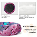 Donut Dog Bed for Small Dogs & Cats - Blue Butterfly Pink Flowers Calming Anti-Anxiety Pet Bed with Non-Slip Base, Removable & Machine Washable, 18"