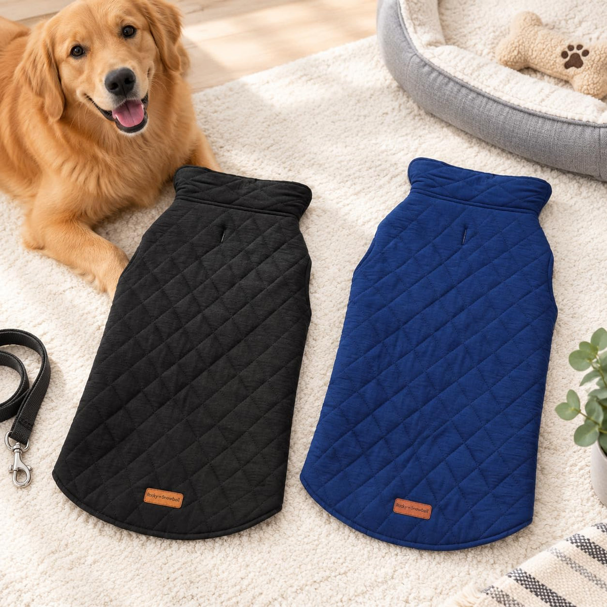 Navy Medium 2-in-1 Reversible Waterproof Insulated Dog Jacket for Medium & Large Dogs