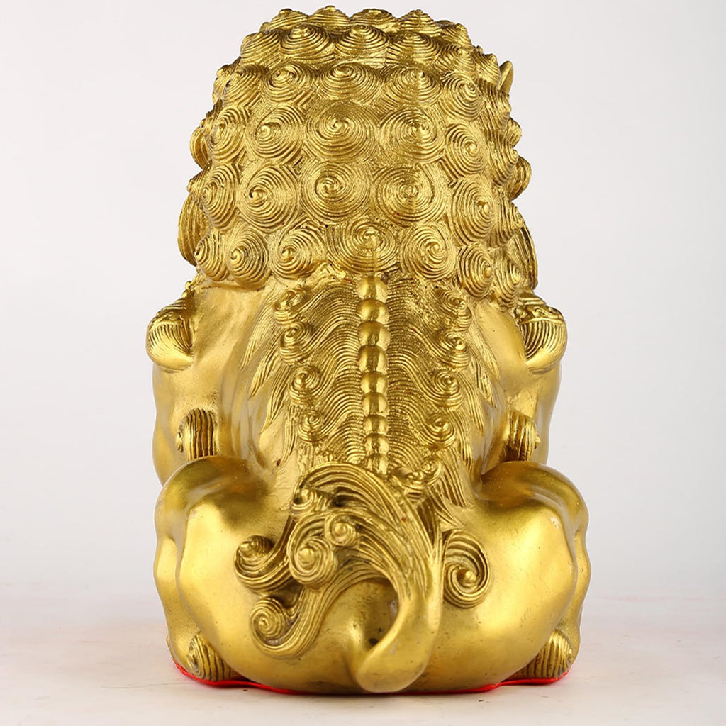 Brass Foo Dogs Statues Pair, Chinese Guardian Lions Figurines, Feng Shui Decor for Home Office, Protection Prosperity Wealth Symbol, Brass Tabletop Sculpture,9.8" H x 11" L x 5.9" W 19.4lb