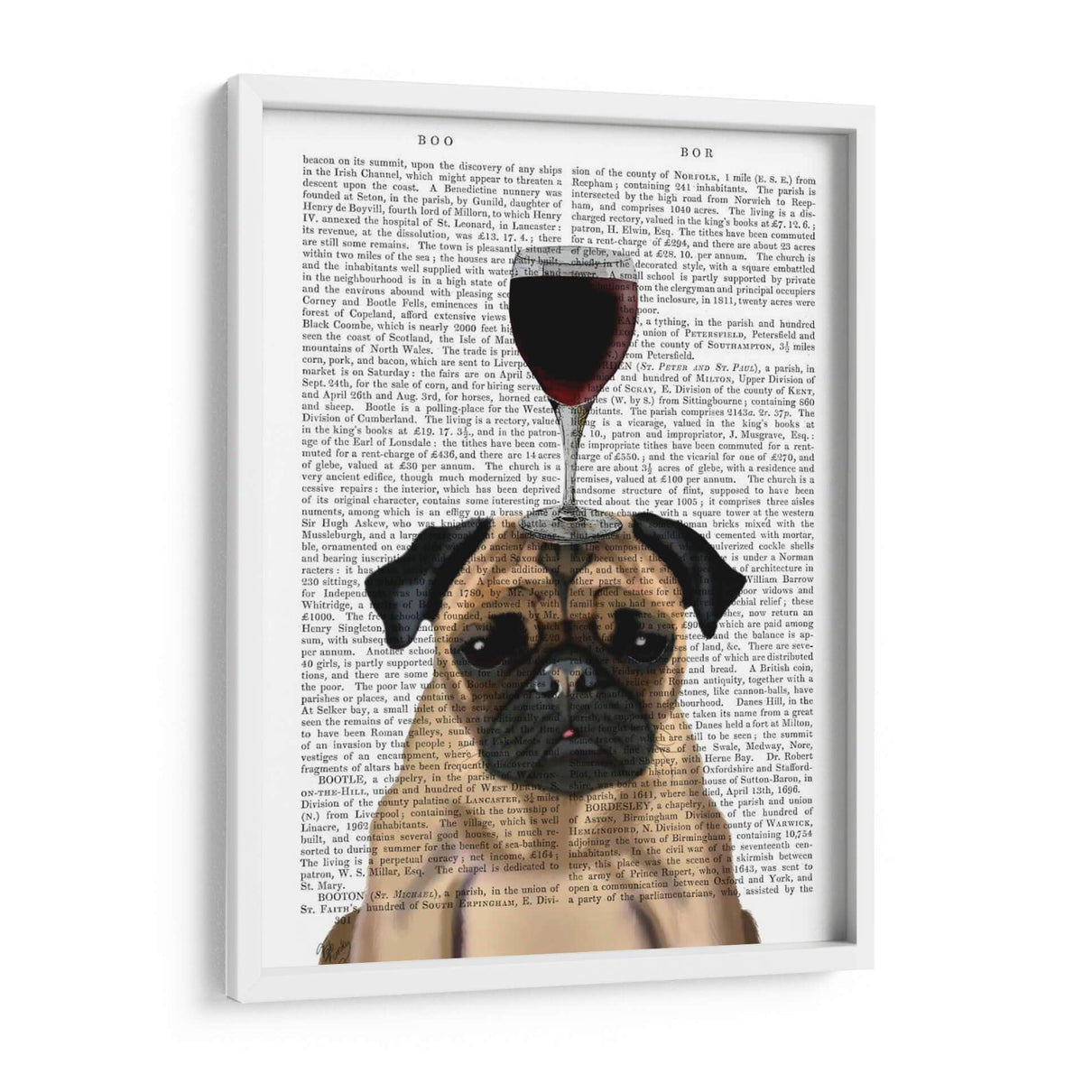 Canvas Lab | Dog Au Vin, Pug by Fab Funky | 30 x 40 in | Canvas Print Wall Art | Animals, Dogs, Nature, Whimsical | Wall Decor for Bedroom, Living Room or Office
