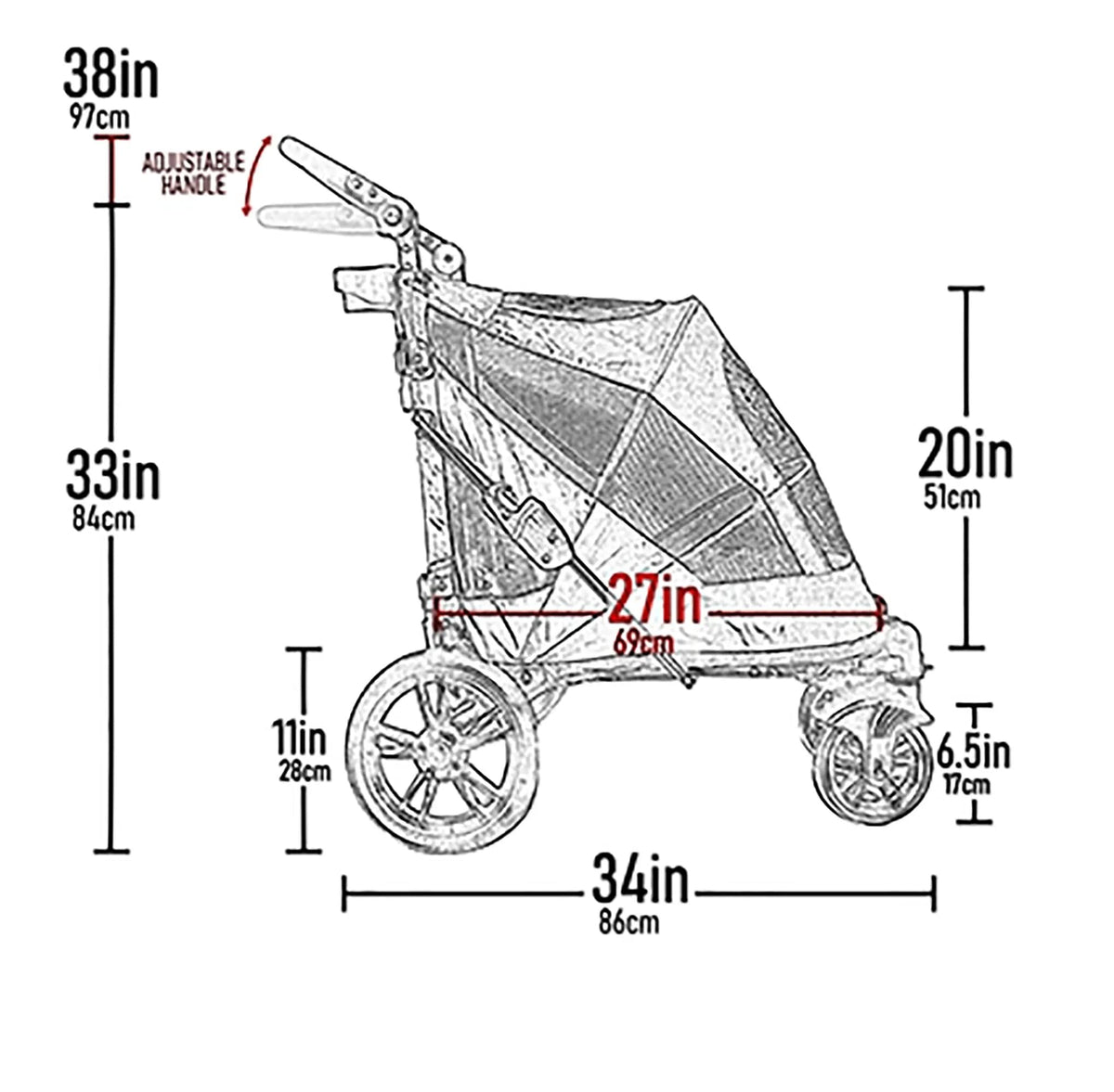 Pet Gear No-Zip Excursion Pet Stroller, NEW Candy Red