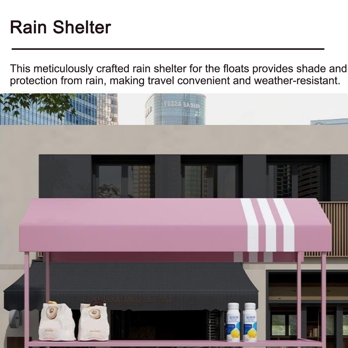 Mobile Street Food Vendor Carts, Foldable Hot Dog Stand Cart with Canopy Umbrella, for Sale Cakes/Fruits/Flowers/Thrift, for Market Street Food & Events(Blue,120cm/47.2IN)