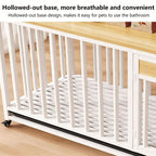 Furniture Pet Cage with Universal Wheels, Indoor Wooden Dog Crate