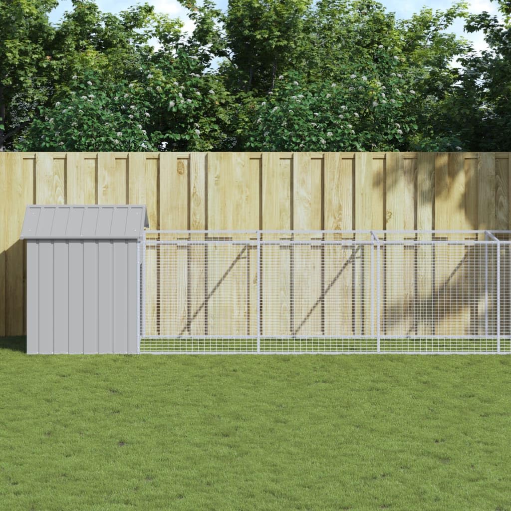 Dog House with Run Anthracite Galvanized Steel