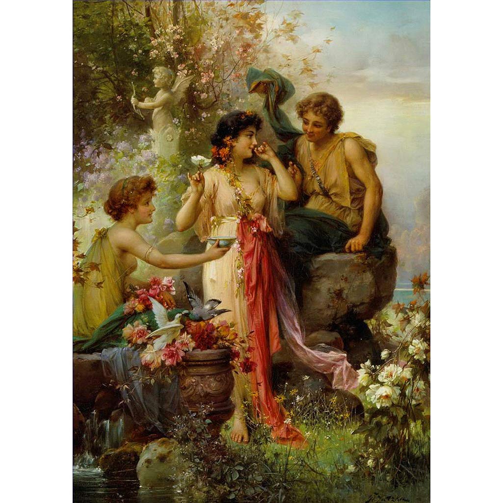 Toperfect Oil Painting Handmade $50-$2000 by College Teachers - 27 Zatzka Wall Art - Obedience Hans Zatzka girls and puppy dog rural - Famous Painting on Canvas -Size2